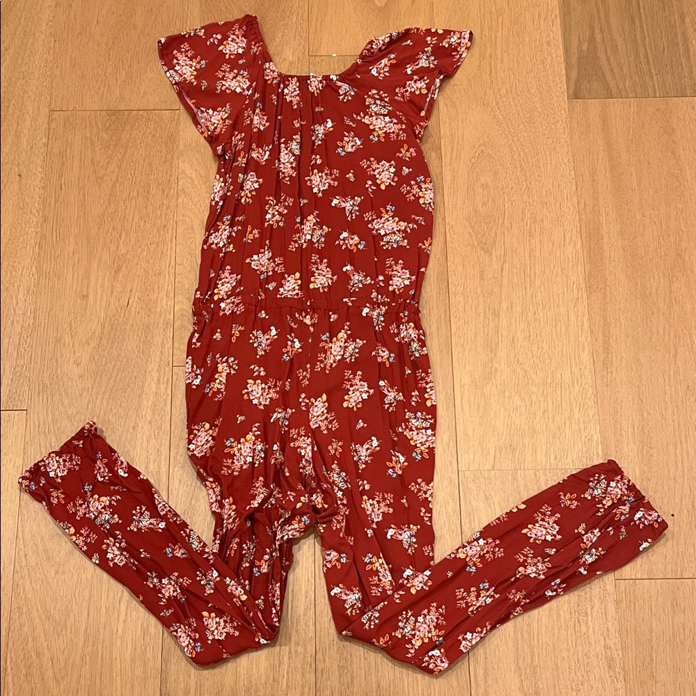 Place Red Floral Jumpsuit